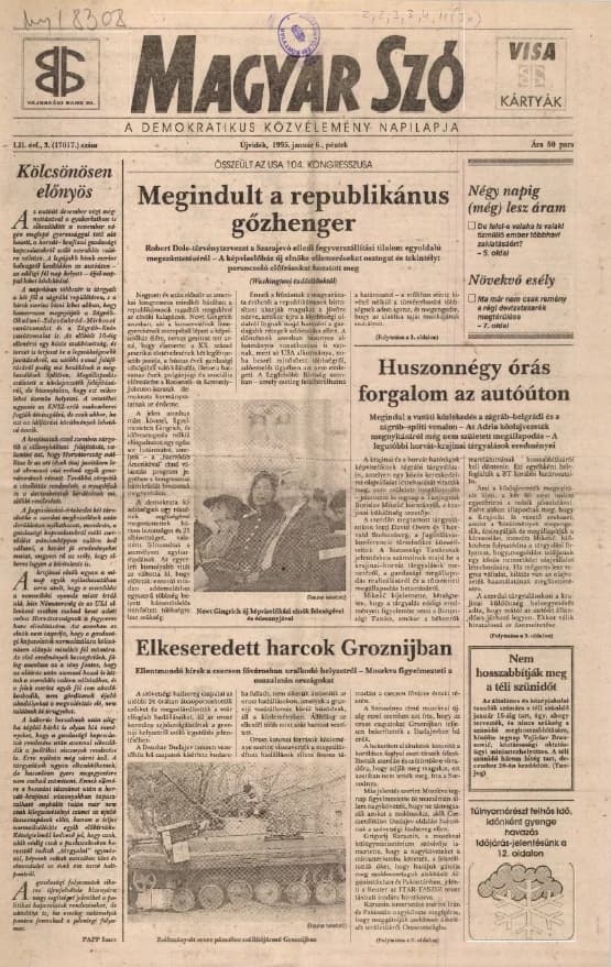 Magyar Szó, 52. évf. 1995. január 6. 3. sz. 1–16. oldal