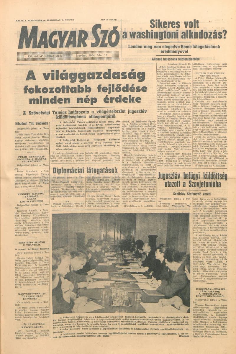 Magyar Szó, 21. évf. 1964. február 15. 45. sz. 1–12. oldal