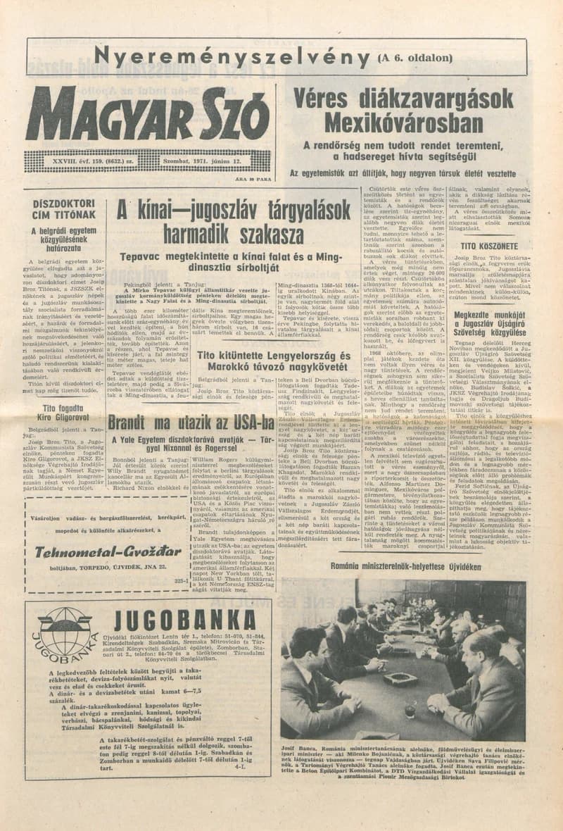 Magyar Szó, 28. évf. 1971. június 12. 159. sz. 1–20. oldal