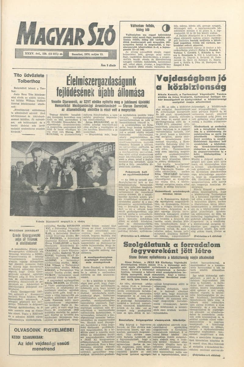 Magyar Szó, 35. évf. 1978. május 13. 129. sz. 1–28. oldal