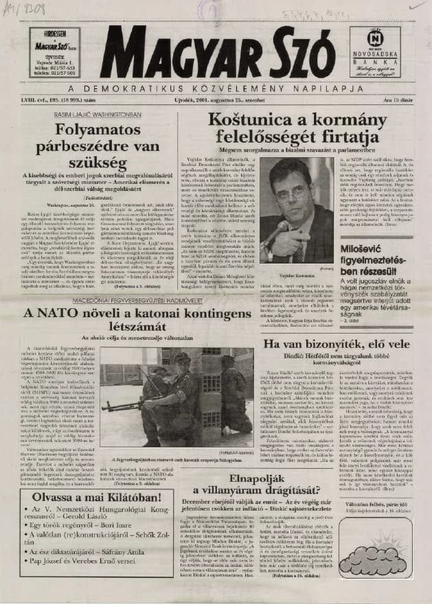 Magyar Szó, 58. évf. 2001. augusztus 25. 193. sz. 1–16. oldal