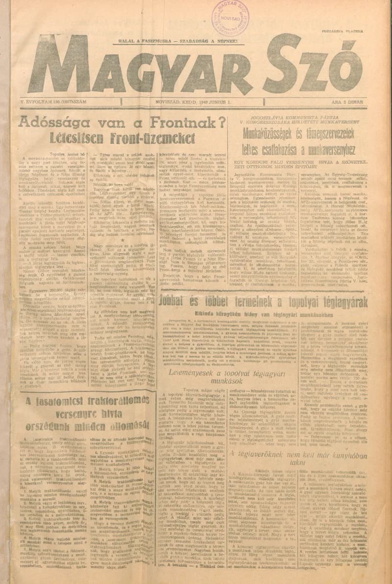Magyar Szó, 5. évf. 1948. június 1. 130. sz. 1–4. oldal