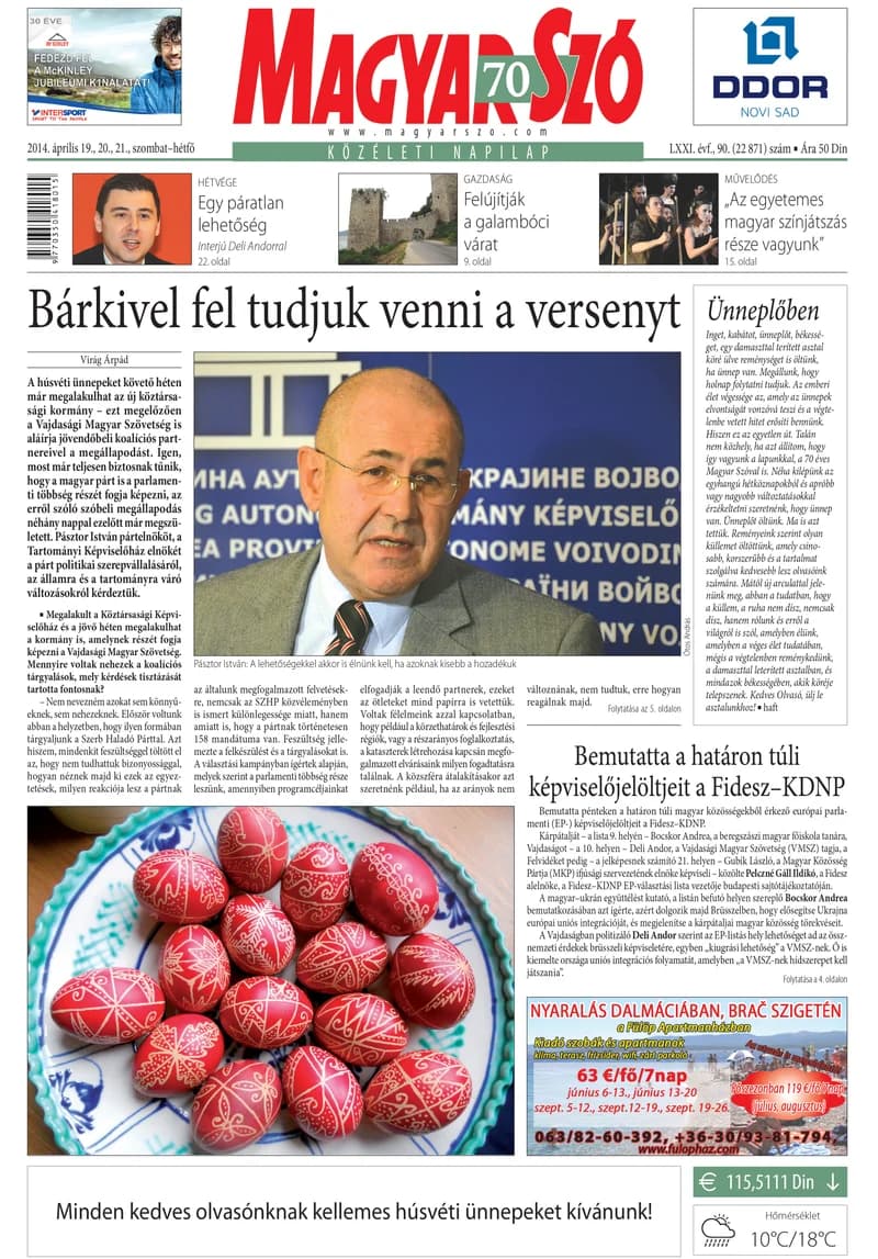 Magyar Szó, 71. évf. 2014. április 19. – 21. 90. sz. 1–40. oldal
