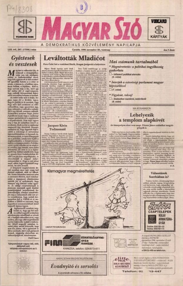 Magyar Szó, 53. évf. 1996. november 10. 267. sz. 1–24. oldal