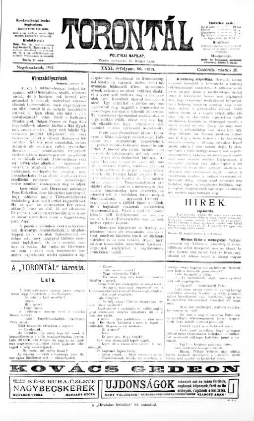 Torontál, 31. évf. 1902. március 20. 66. sz.