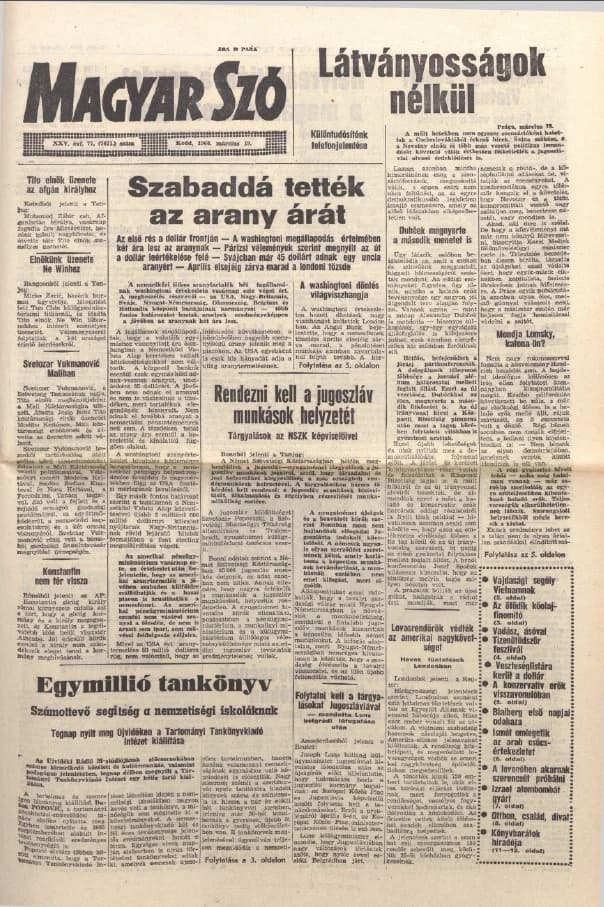 Magyar Szó, 25. évf. 1968. március 19. 77. sz. 1–16. oldal