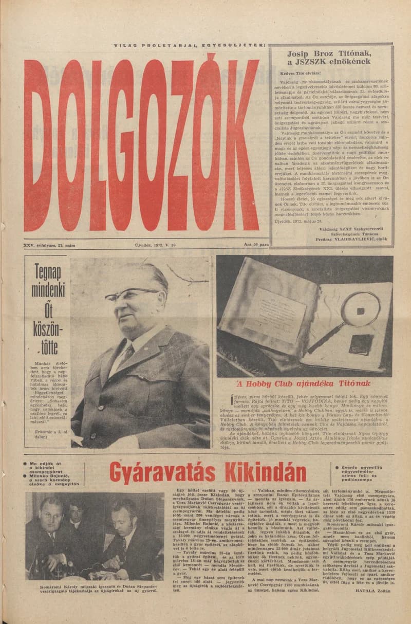 Dolgozók, 26. évf. 1972. május 26. 21. sz.