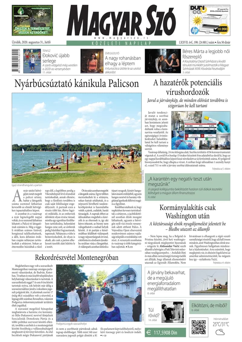 Magyar Szó, 77. évf. 2020. augusztus 31. 198. sz. 1–16. oldal