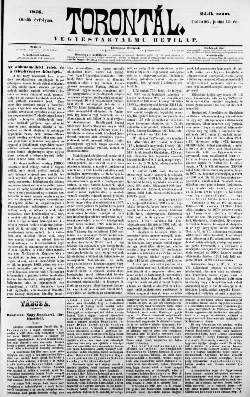 Torontál, 5. évf. 1876. június 15. 24. sz.