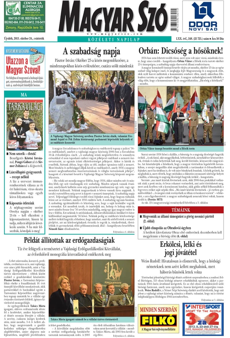 Magyar Szó, 70. évf. 2013. október 24. 248. sz. 1–20. oldal