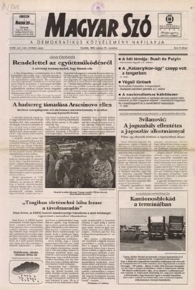 Magyar Szó, 58. évf. 2001. június 23. 144. sz. 1–16. oldal
