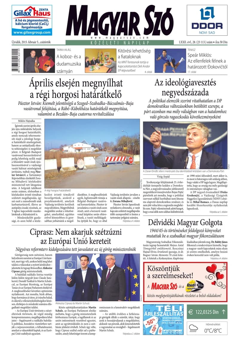 Magyar Szó, 72. évf. 2015. február 5. 28. sz. 1–20. oldal