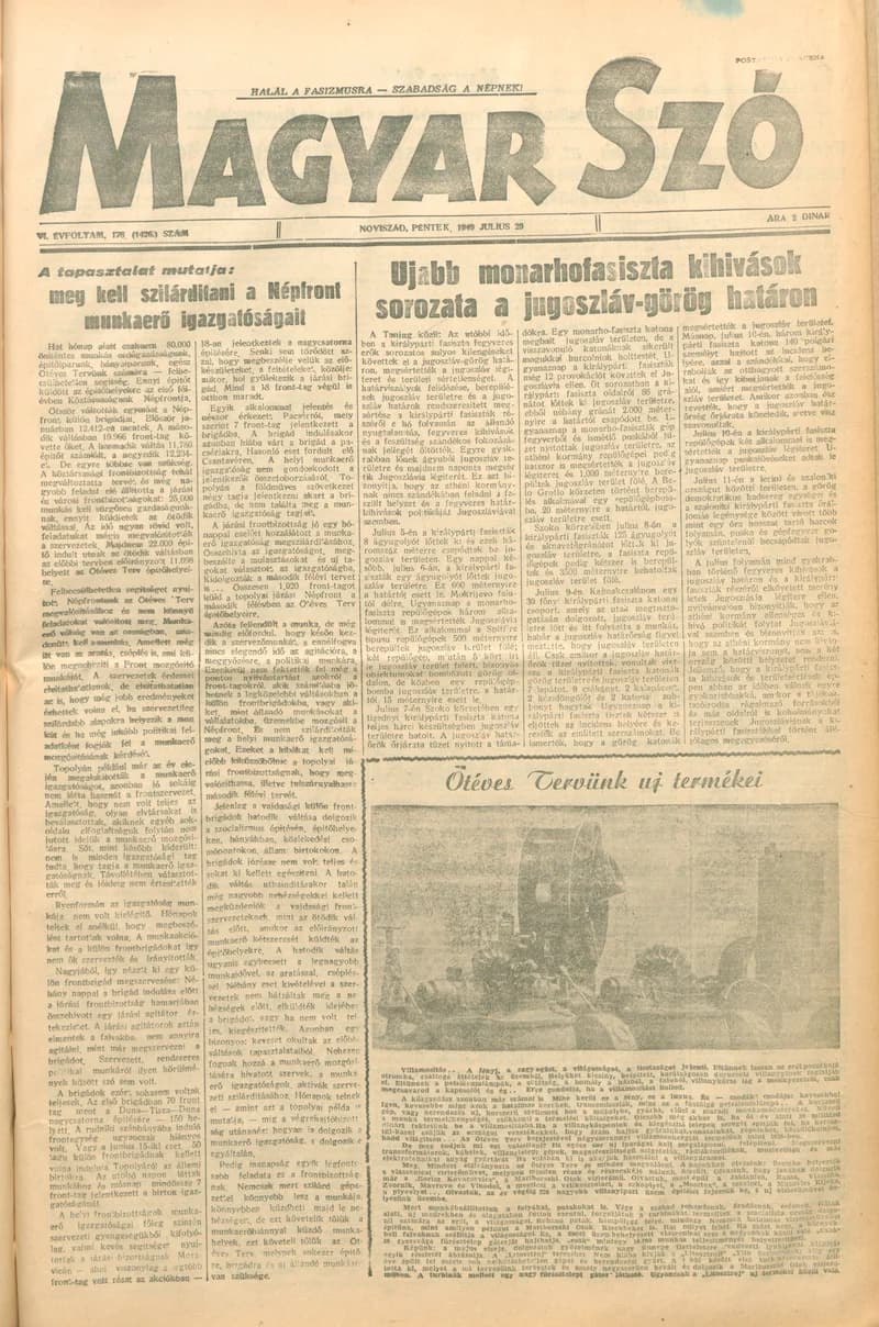 Magyar Szó, 6. évf. 1949. július 29. 178. sz. 1–4. oldal