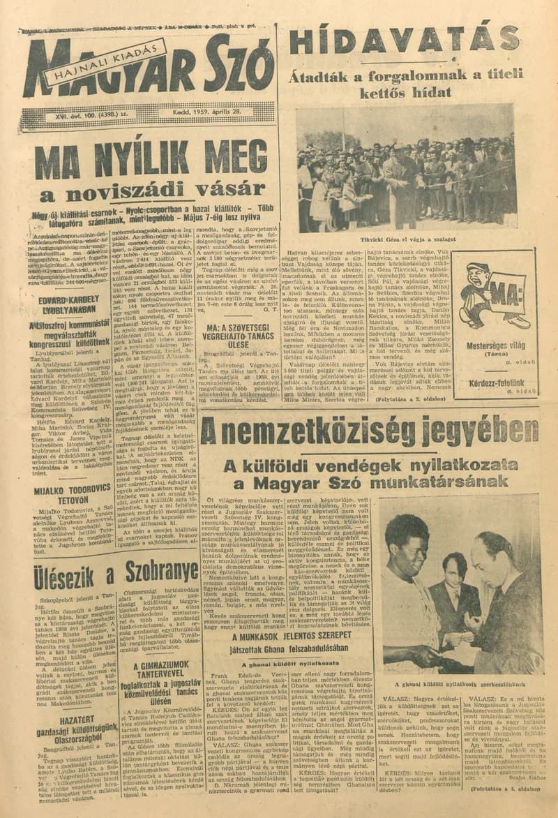 Magyar Szó, 16. évf. 1959. április 28. 100. sz. 1–20. oldal