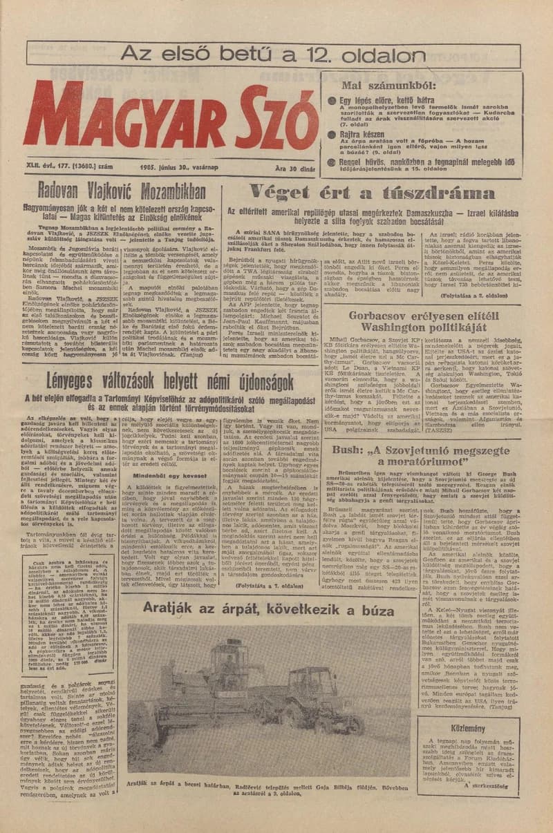 Magyar Szó, 42. évf. 1985. június 30. 177. sz. 1–28. oldal