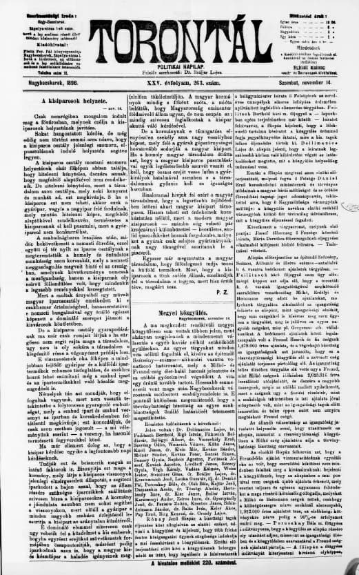 Torontál, 25. évf. 1896. november 14. 263. sz.