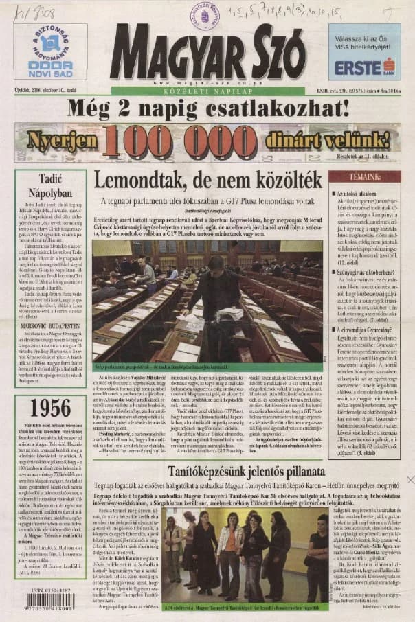 Magyar Szó, 63. évf. 2006. október 10. 236. sz. 1–20. oldal