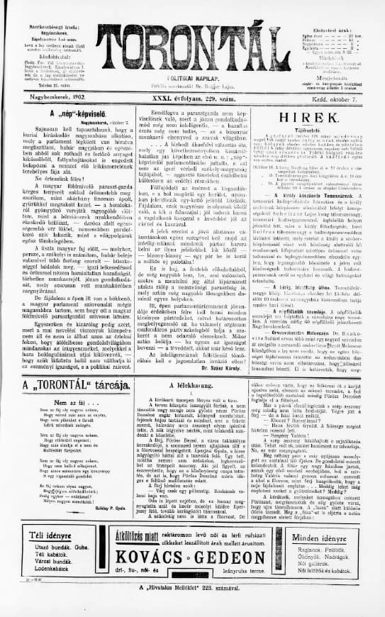 Torontál, 31. évf. 1902. október 7. 229. sz.