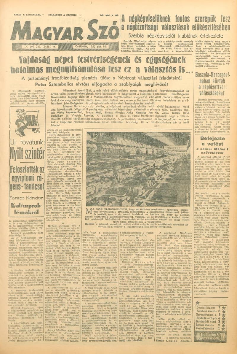 Magyar Szó, 9. évf. 1952. november 16. 247. sz. 1–10. oldal