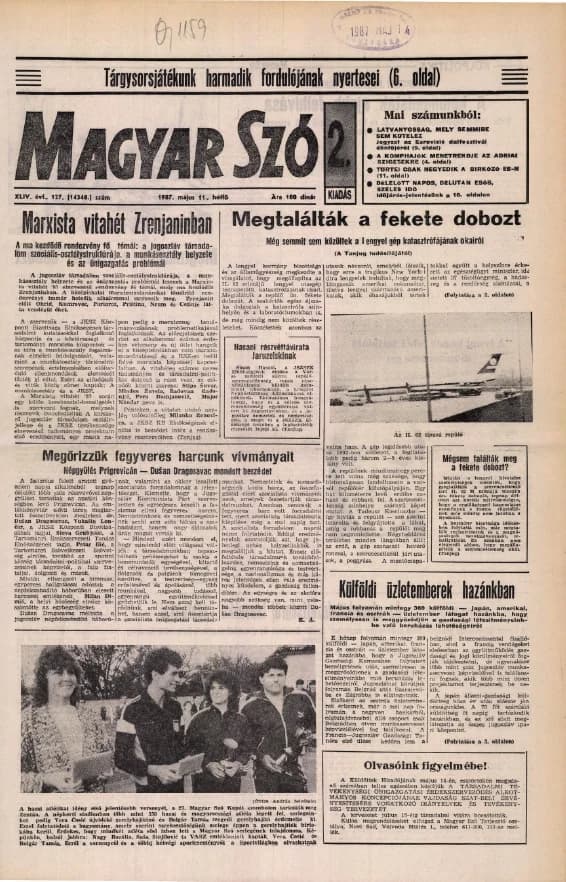 Magyar Szó, 44. évf. 1987. május 11. 127. sz. 1–20. oldal