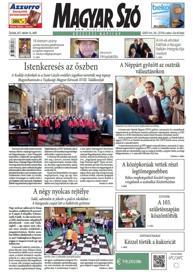 Magyar Szó, 74. évf. 2017. október 16. 241. sz. 1–20. oldal
