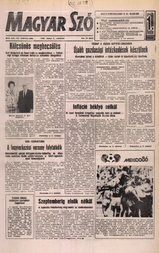 Magyar Szó, 43. évf. 1986. június 5. 152. sz. 1–20. oldal