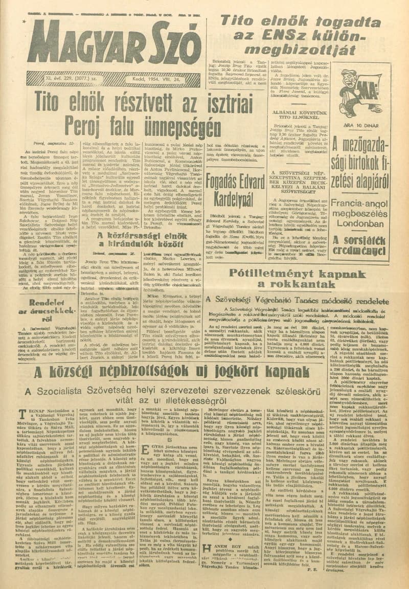 Magyar Szó, 11. évf. 1954. augusztus 24. 229. sz. 1–8. oldal