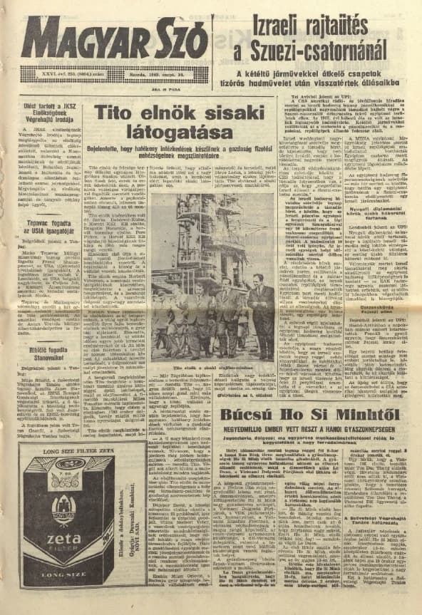 Magyar Szó, 26. évf. 1969. szeptember 10. 250. sz. 1–14. oldal