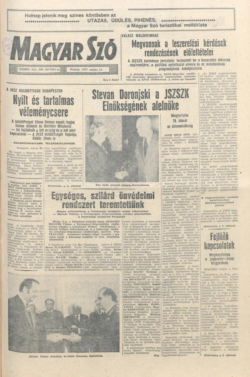 Magyar Szó, 34. évf. 1977. május 13. 129. sz.