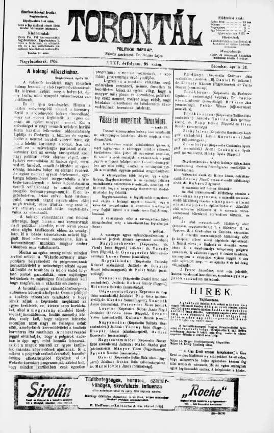 Torontál, 35. évf. 1906. április 28. 98. sz.