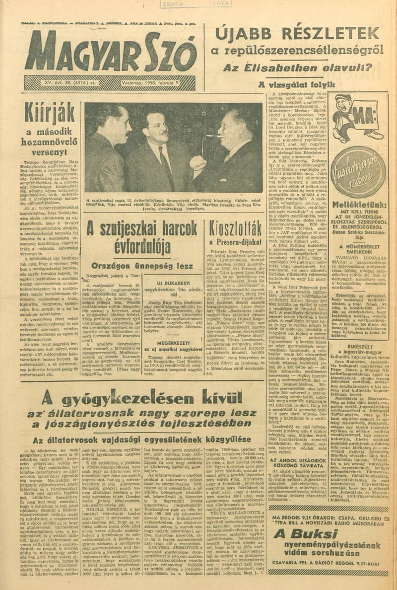Magyar Szó, 15. évf. 1958. február 9. 38. sz. 1–14. oldal