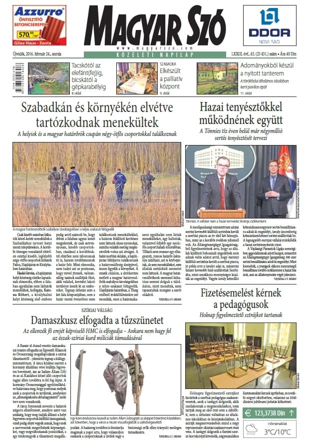 Magyar Szó, 73. évf. 2016. február 24. 43. sz. 1–16. oldal