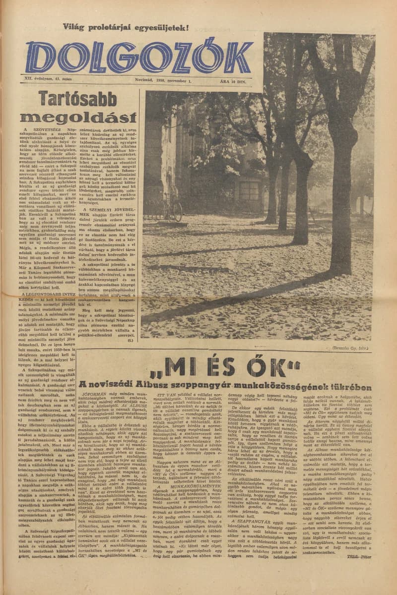 Dolgozók, 12. évf. 1958. november 1. 43. sz.