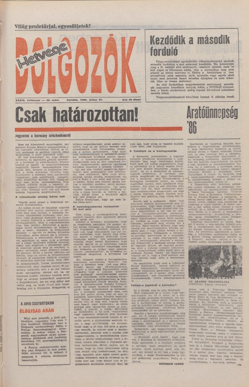 Dolgozók, 40. évf. 1986. július 31. 30. sz.