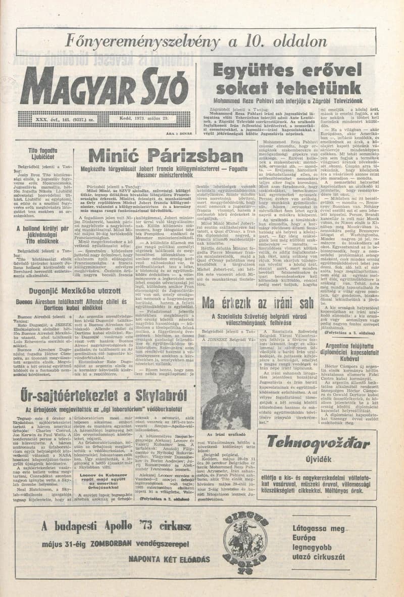 Magyar Szó, 30. évf. 1973. május 29. 145. sz. 1–20. oldal