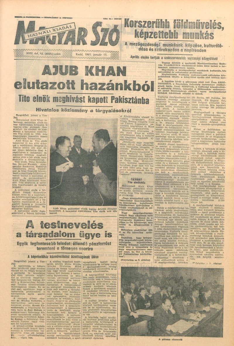 Magyar Szó, 18. évf. 1961. január 17. 12. sz. 1–12. oldal