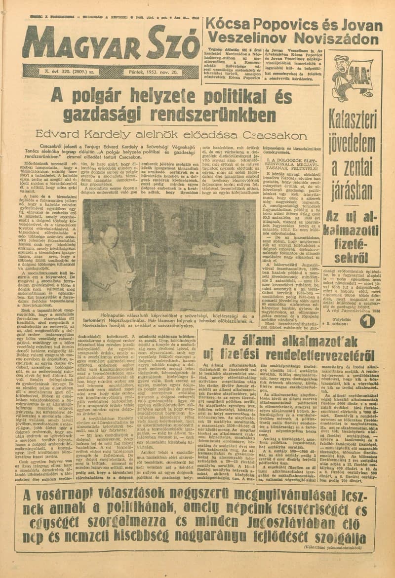 Magyar Szó, 10. évf. 1953. november 20. 320. sz. 1–10. oldal