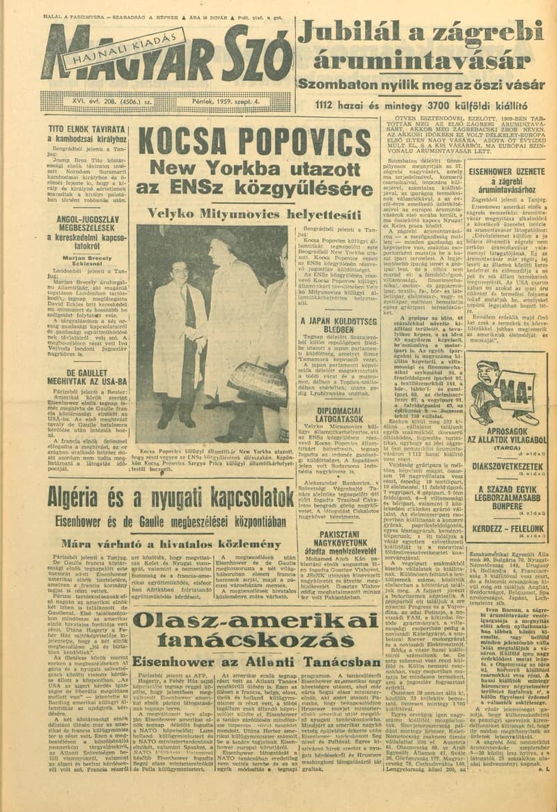 Magyar Szó, 16. évf. 1959. szeptember 4. 208. sz. 1–20. oldal