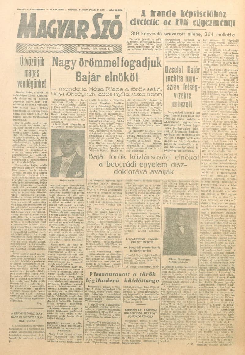 Magyar Szó, 11. évf. 1954. szeptember 1. 237. sz. 1–8. oldal