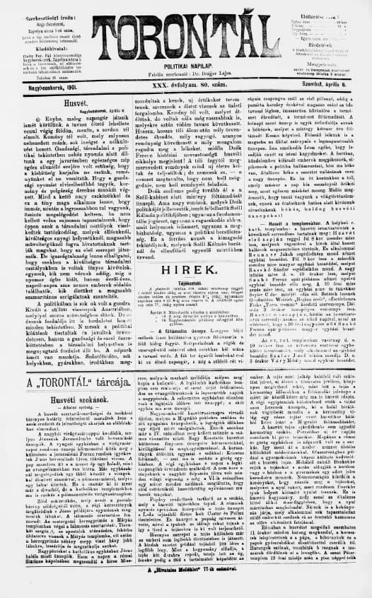 Torontál, 30. évf. 1901. április 6. 80. sz.