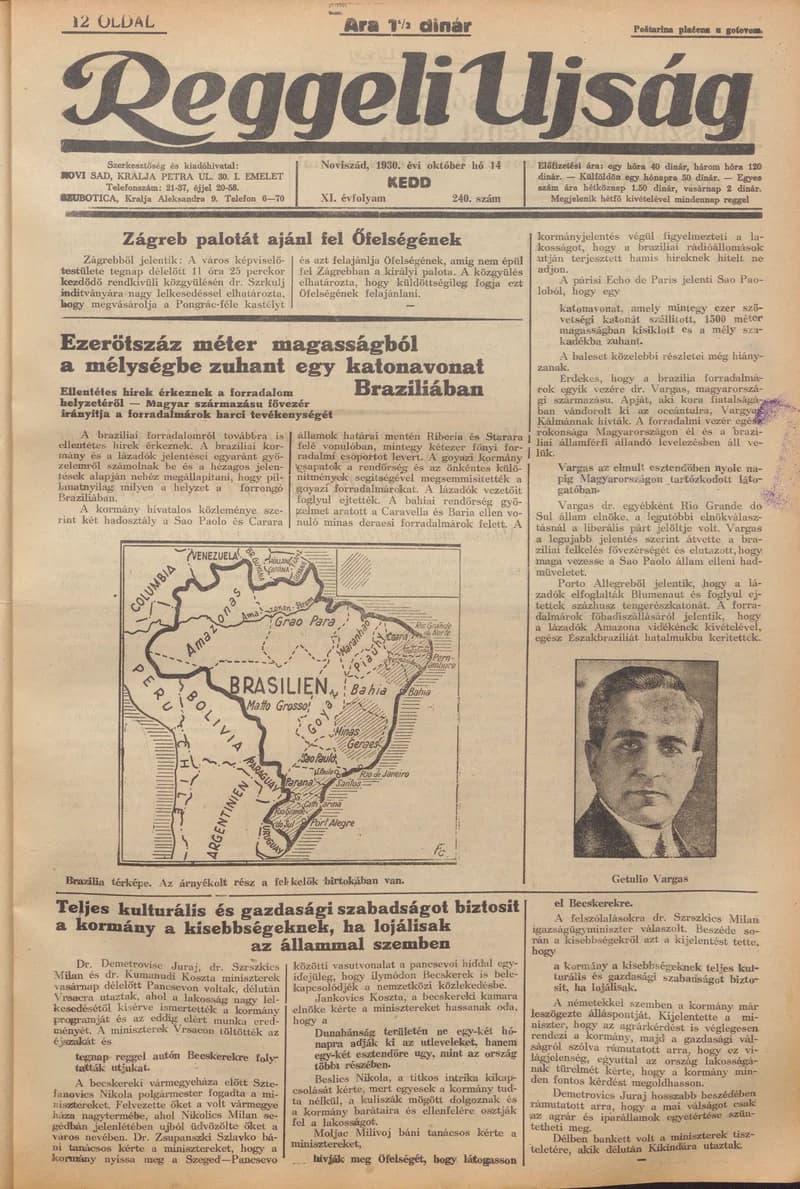 Reggeli Újság, 11. évf. 1930. október 14. 240. sz.