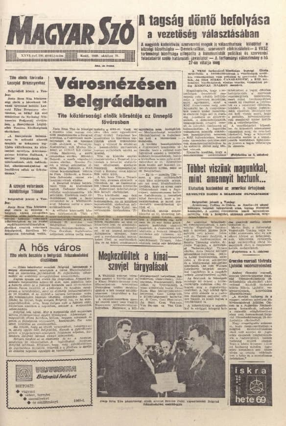 Magyar Szó, 26. évf. 1969. október 21. 291. sz. 1–16. oldal