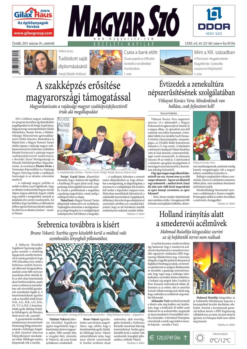 Magyar Szó, 72. évf. 2015. március 19. 63. sz. 1–20. oldal