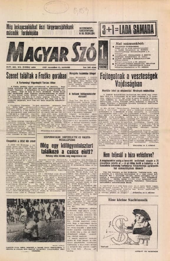 Magyar Szó, 44. évf. 1987. november 12. 312. sz. 1–20. oldal