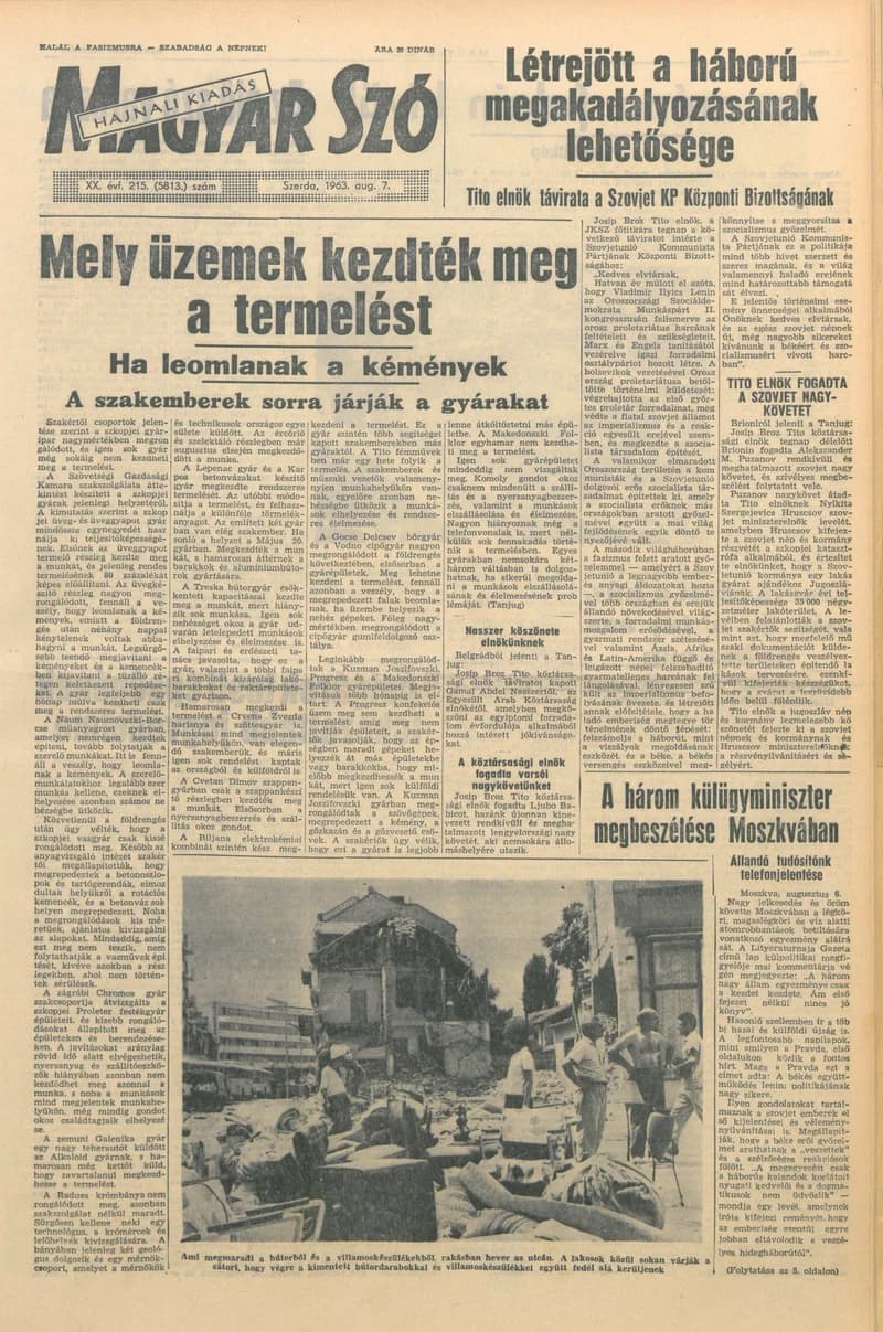 Magyar Szó, 20. évf. 1963. augusztus 7. 215. sz. 1–14. oldal