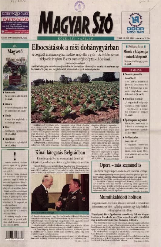 Magyar Szó, 66. évf. 2009. szeptember 8. 209. sz. 1–20. oldal
