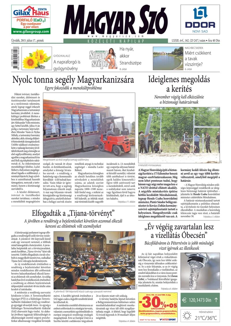 Magyar Szó, 72. évf. 2015. július 17. 162. sz. 1–16. oldal