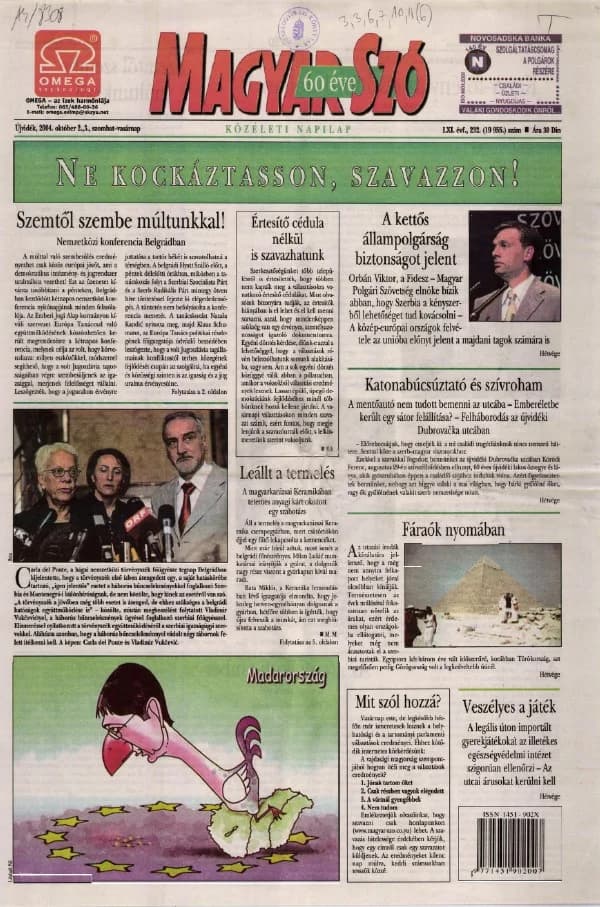 Magyar Szó, 61. évf. 2004. október 2. – 3. 232. sz. 1–20. oldal