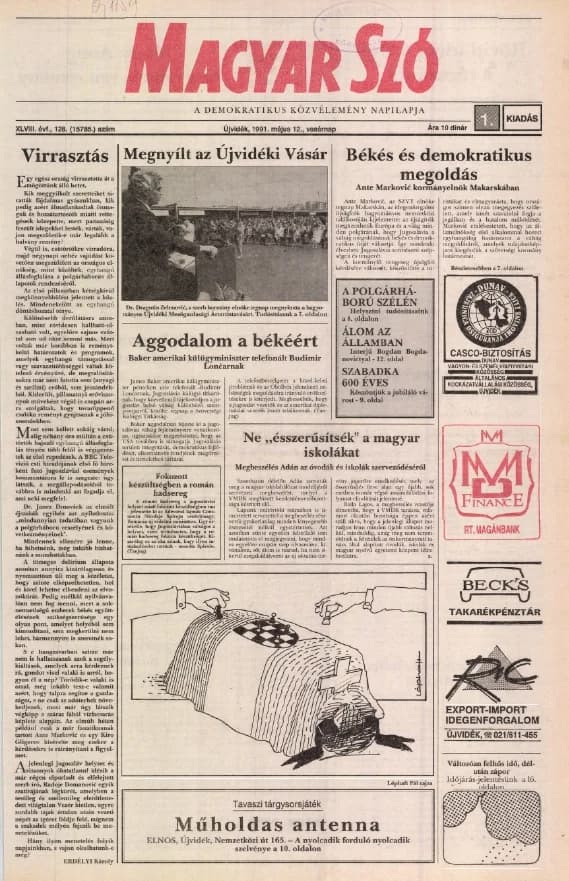 Magyar Szó, 48. évf. 1991. május 12. 128. sz. 1–32. oldal