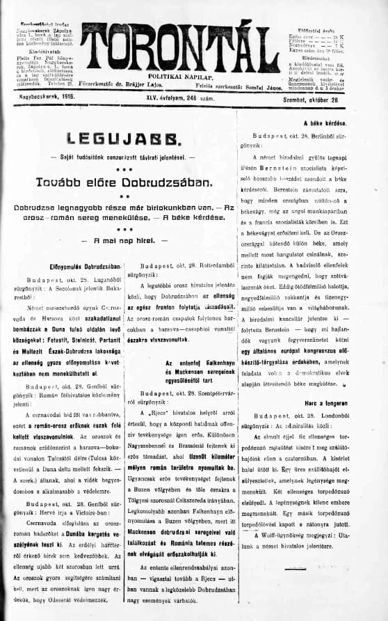 Torontál, 45. évf. 1916. október 28. 248. sz.